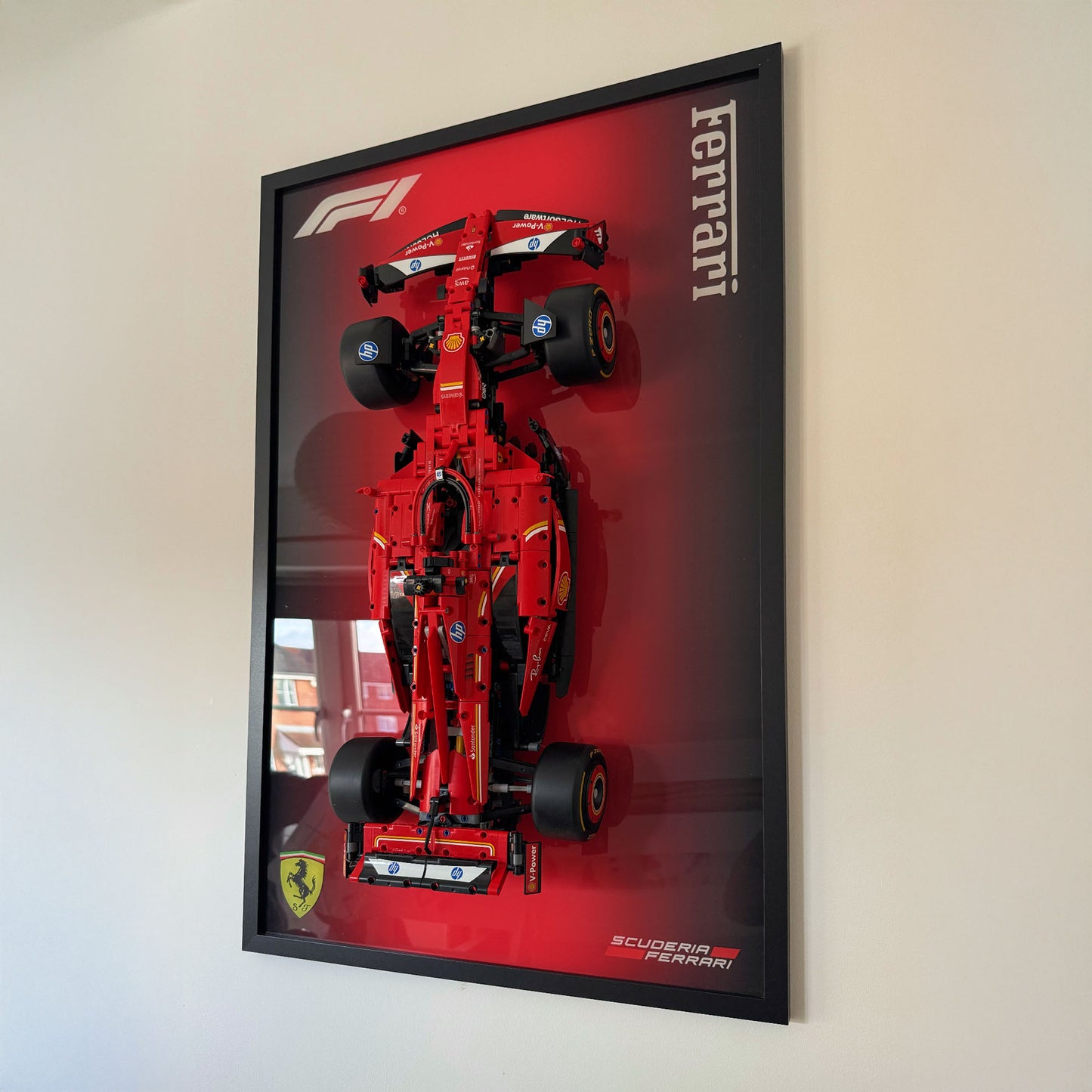 Premium Acrylic & Wood Wall Display for LEGO® Technic Ferrari SF-24 F1 Car (42207) – 80x50cm