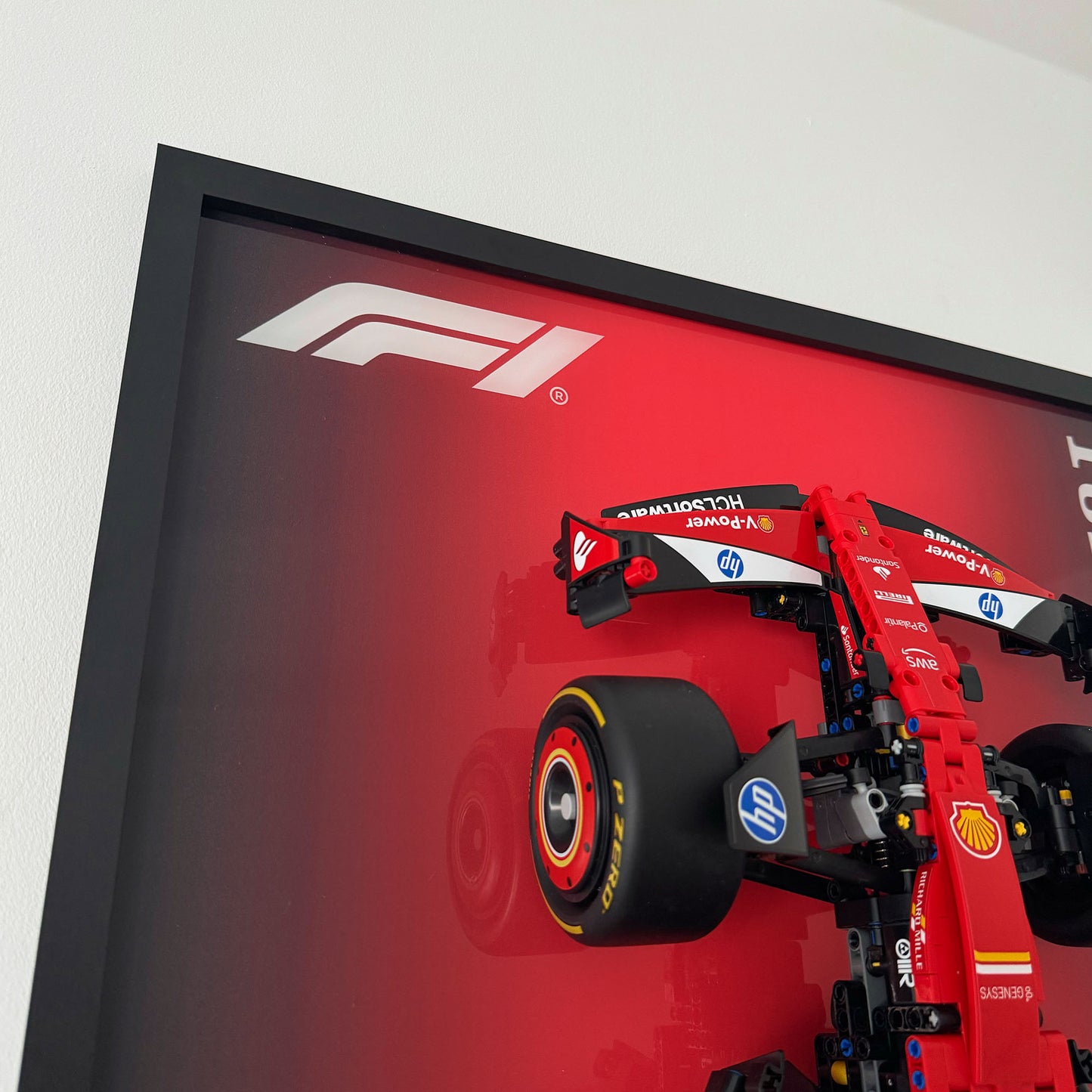 Premium Acrylic & Wood Wall Display for LEGO® Technic Ferrari SF-24 F1 Car (42207) – 80x50cm